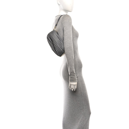 Loewe Lambskin Pleated Bracelet Pouch Shoulder Bag Asphalt Grey 2 of 9