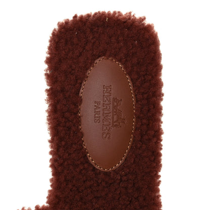 Hermes Woolskin Oran Sandals 37 Cognac 7 of 8
