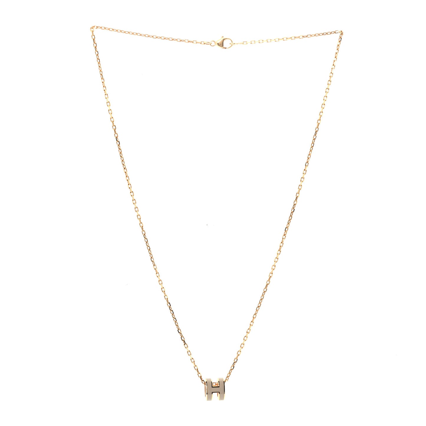 Lacquered Rose Gold Mini Pop H Pendant Necklace Marron Glace