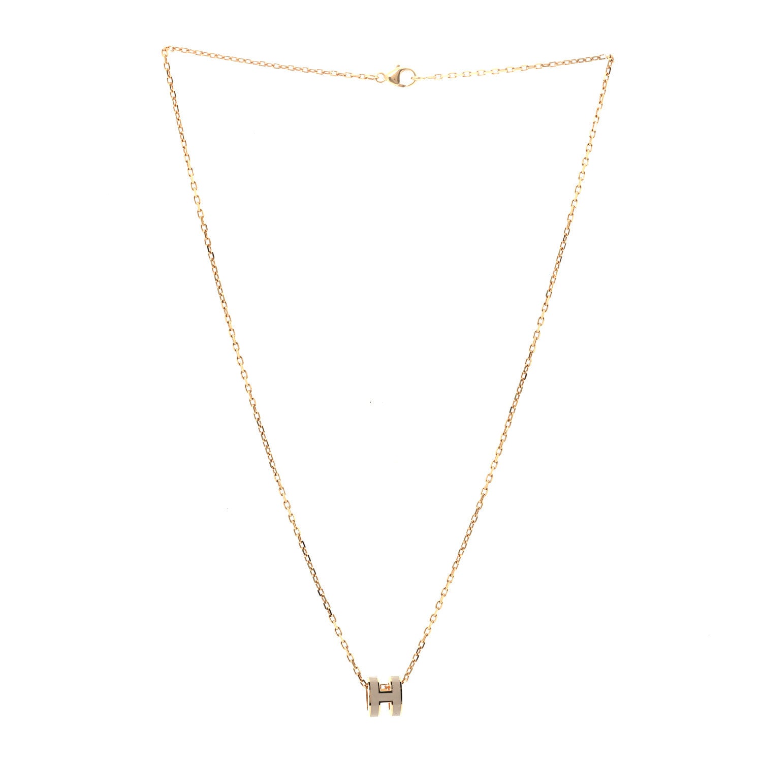 Hermes Lacquered Rose Gold Mini Pop H Pendant Necklace Marron Glace 3 of 7
