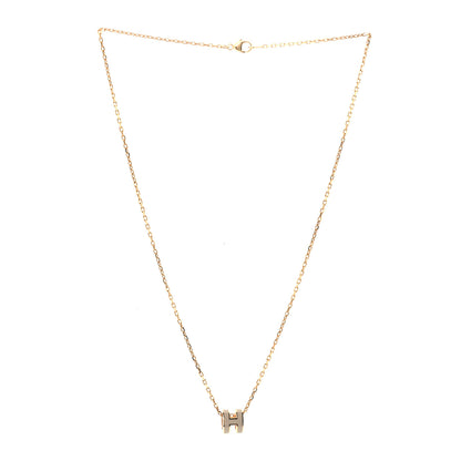 Hermes Lacquered Rose Gold Mini Pop H Pendant Necklace Marron Glace 3 of 7