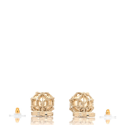 Chanel Pearl CC Drop Earrings Gold Pearly White 3 of 4