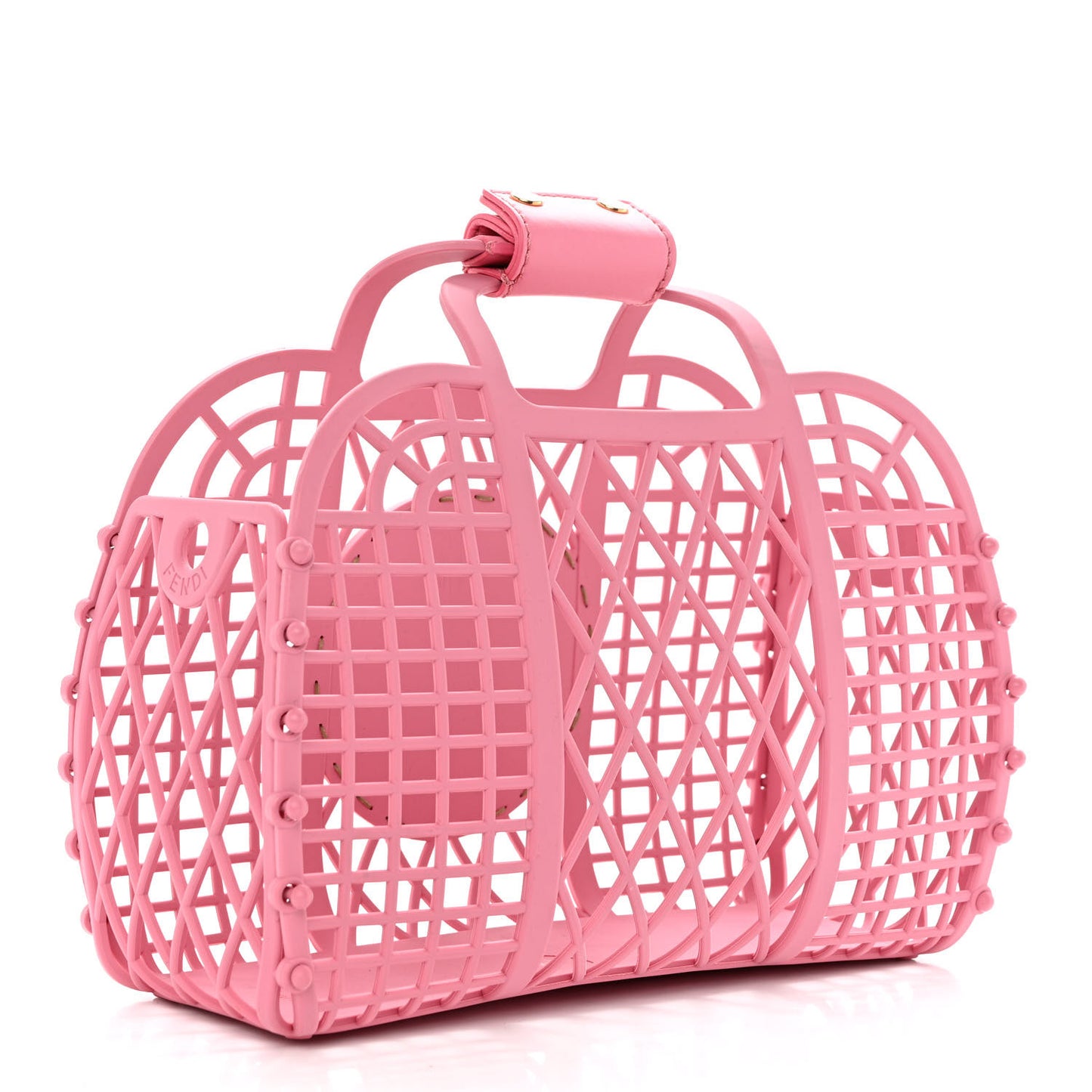 Recycled Plastic Vitello Liberty Matte Small Fendi Basket Rosa