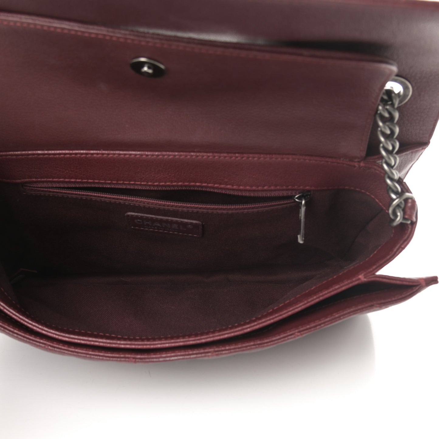 Goatskin Quilted Large Perfect Edge Flap Burgundy