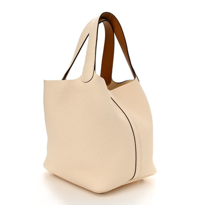 Hermes Taurillon Clemence Swift Eclat Picotin Lock 22 MM Nata Sesame 3 of 11