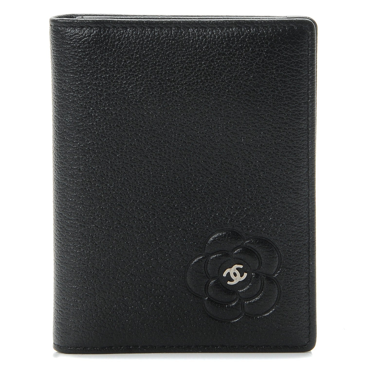 Chanel Goatskin Camellia Card Holder Wallet Black 1 of 9