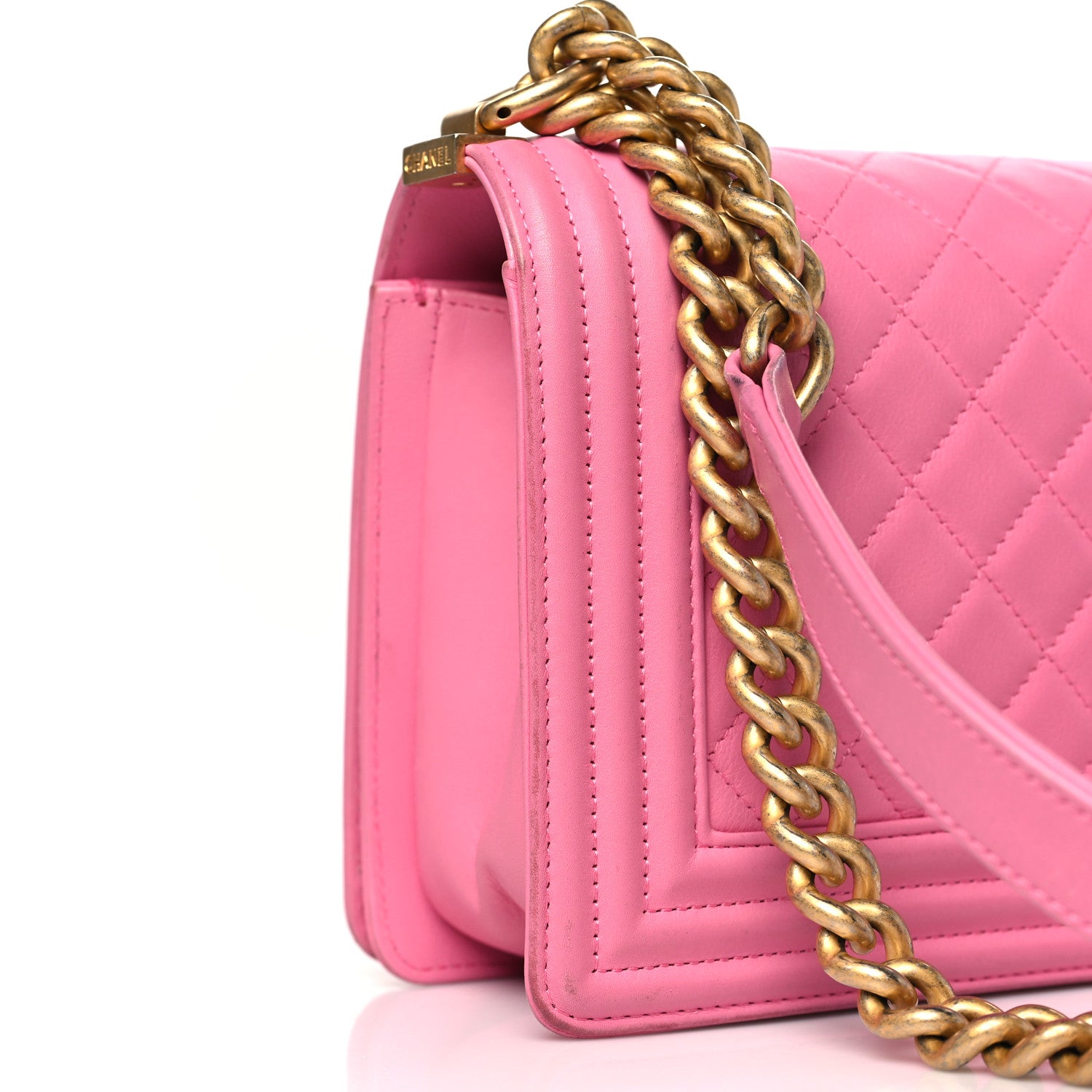 Chanel Calfskin Quilted Medium Boy Flap Pink 16 of 17