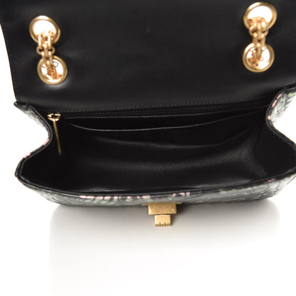Chanel Calfskin Crocodile Embossed Graffiti 2.55 Mini Cocodile Reissue Flap Black Pink 5 of 11