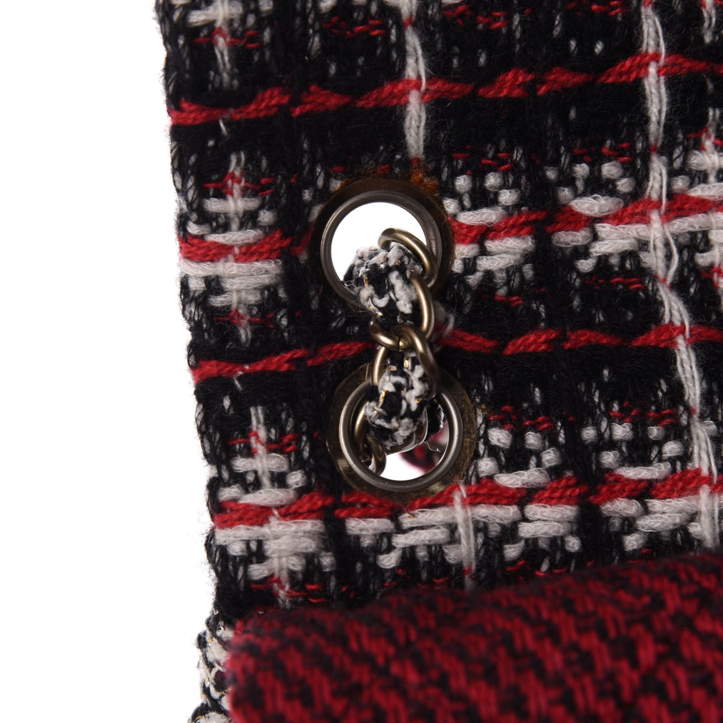 Tweed Quilted Medium Single Flap Red Black White