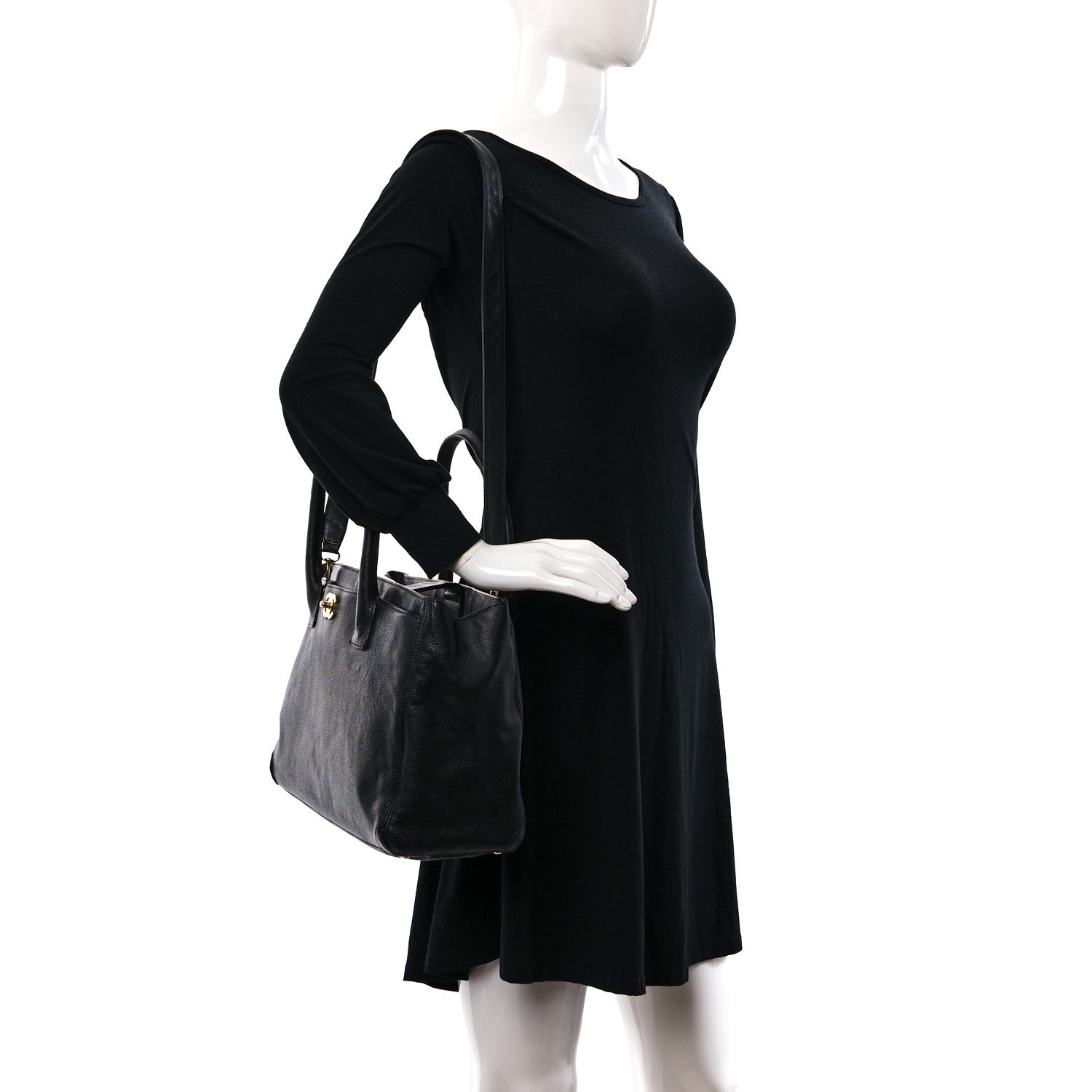 Chanel Calfskin Cerf Executive Shopper Tote Black 2 of 10
