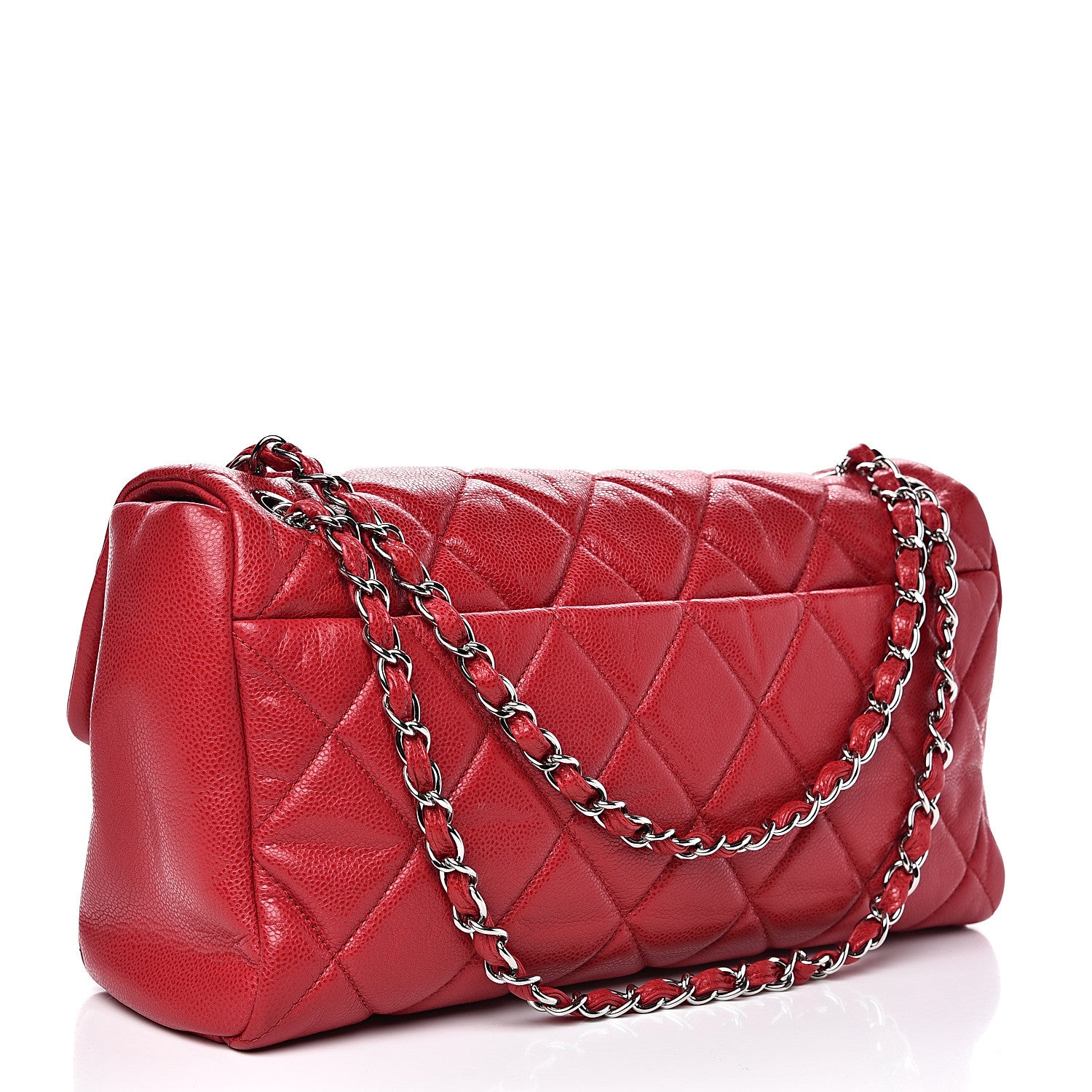 Chanel Glazed Caviar Medium Nature Flap Bag Red 2 of 13