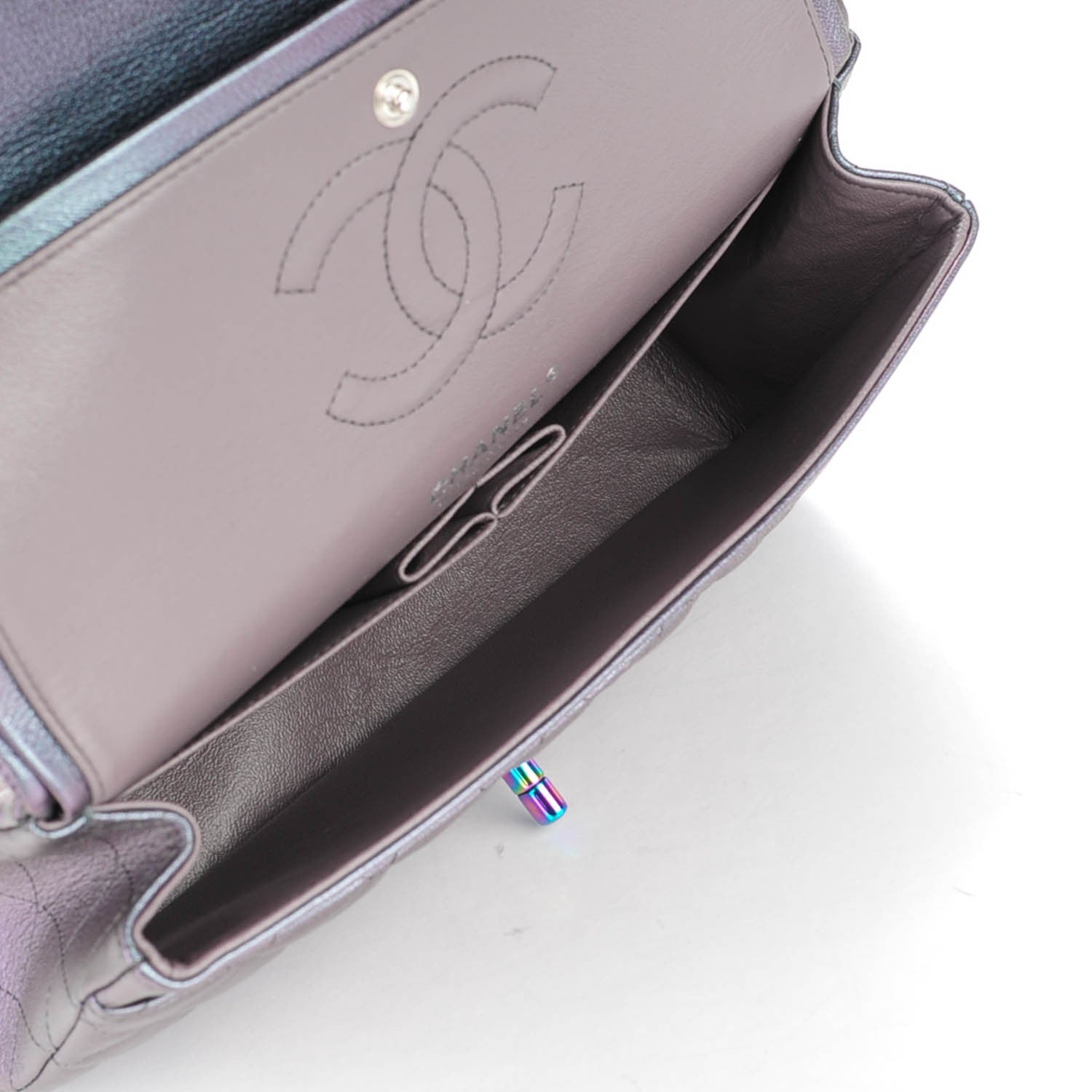 Chanel Iridescent Goatskin Quilted Medium Double Flap Purple 5 of 7