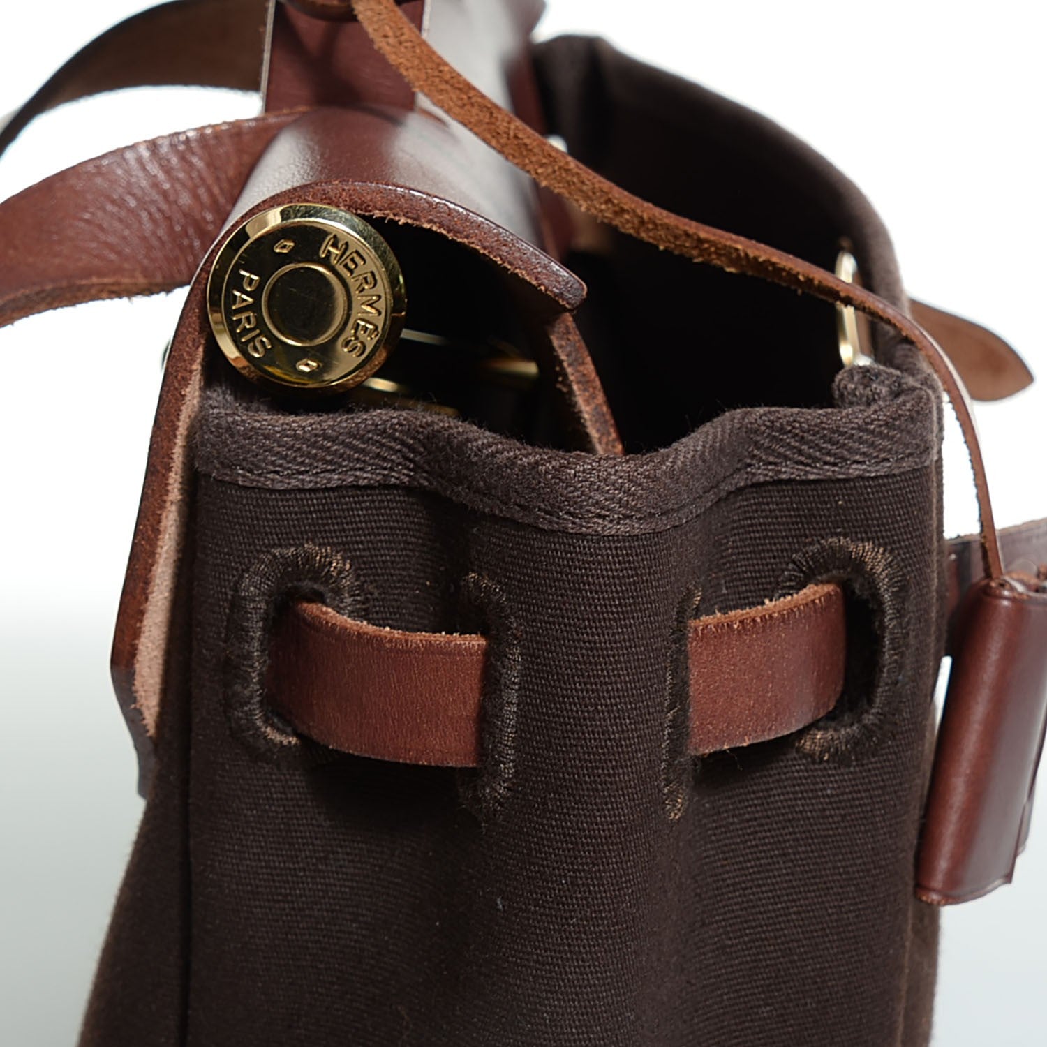 Hermes Vache Hunter Toile Herbag 30 PM Havane 11 of 13