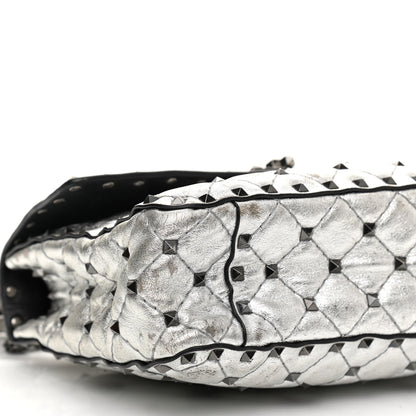 Valentino Garavani Metallic Lambskin Medium Star Rockstud Spike Shoulder Bag Silver 7 of 17
