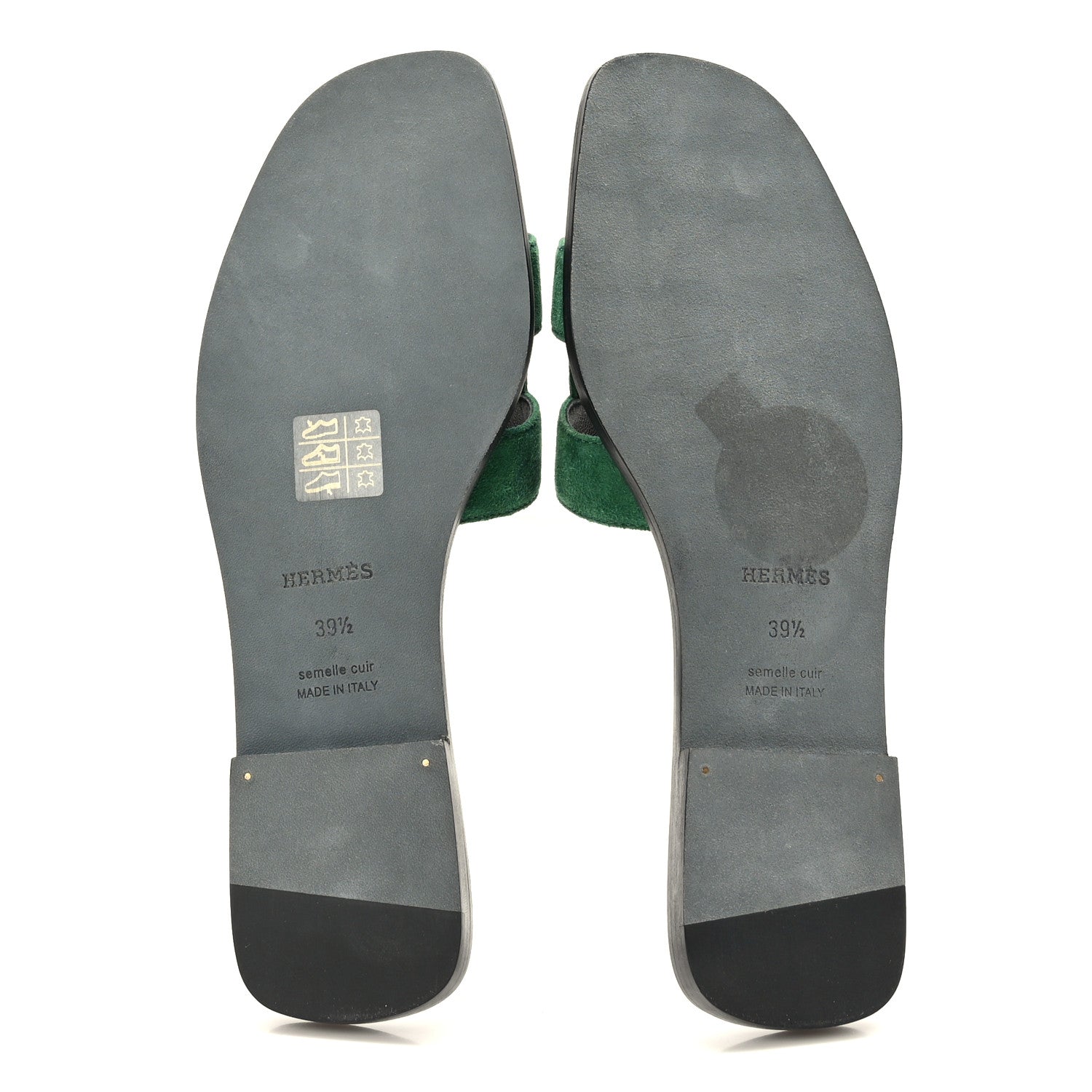 Hermes Suede Goatskin Oran Sandals 39.5 Vert Electrique 5 of 9