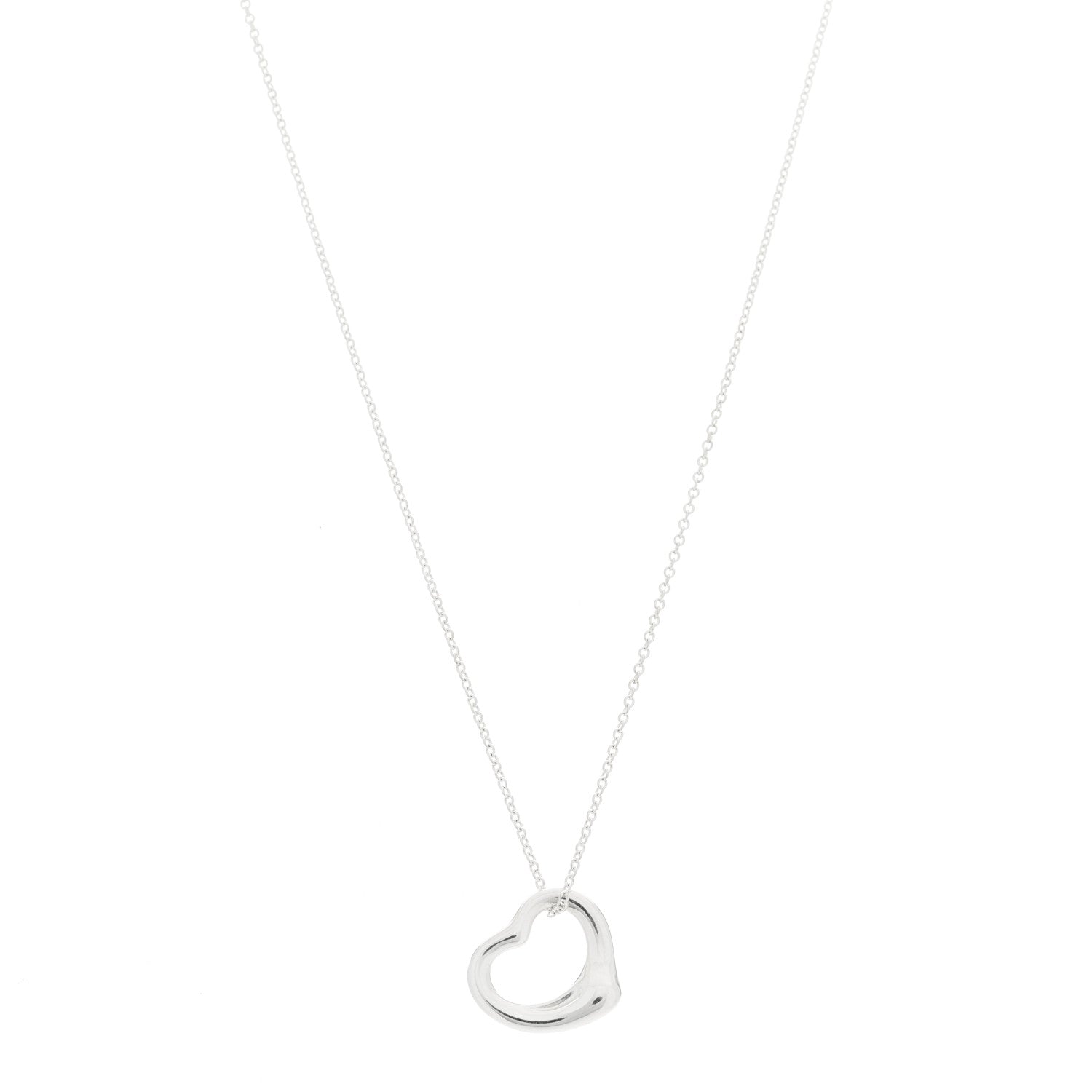 Tiffany Sterling Silver 16mm Elsa Peretti Open Heart Pendant Necklace 1 of 5