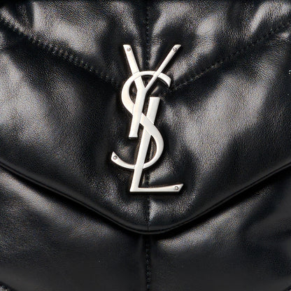 Saint Laurent Lambskin Quilted Medium Loulou Puffer Monogram Chain Satchel Black 8 of 10