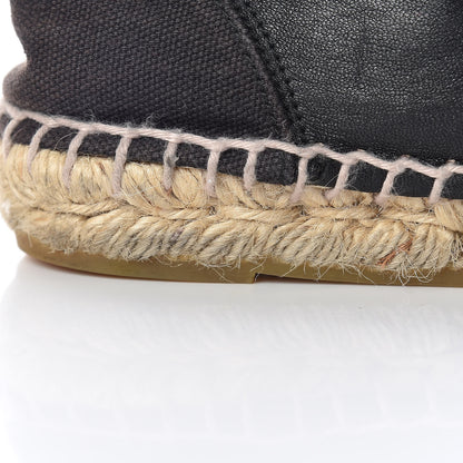 Chanel Lambskin Canvas Cap Toe Lace Up Espadrilles 35 Black 18 of 20
