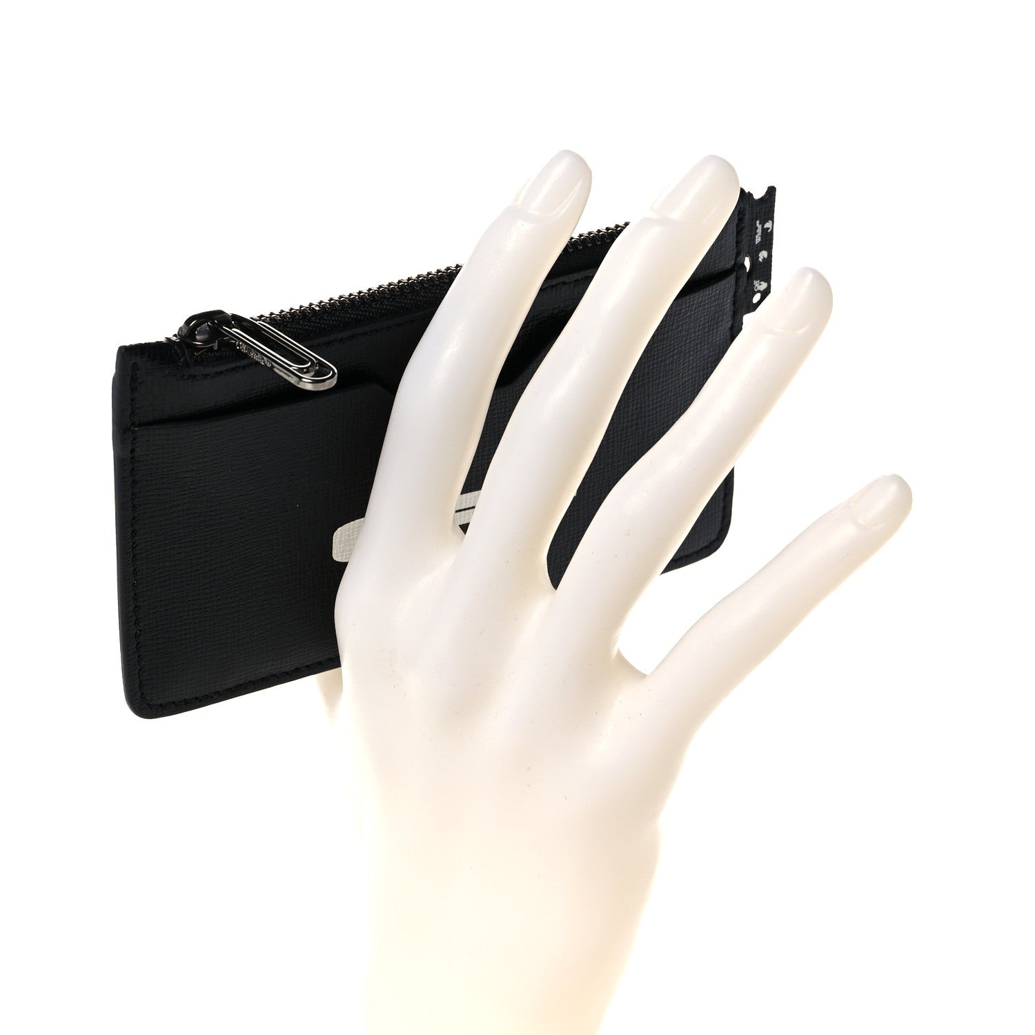 Off-White Calfskin Logo Zip Card Holder Black 2 of 12