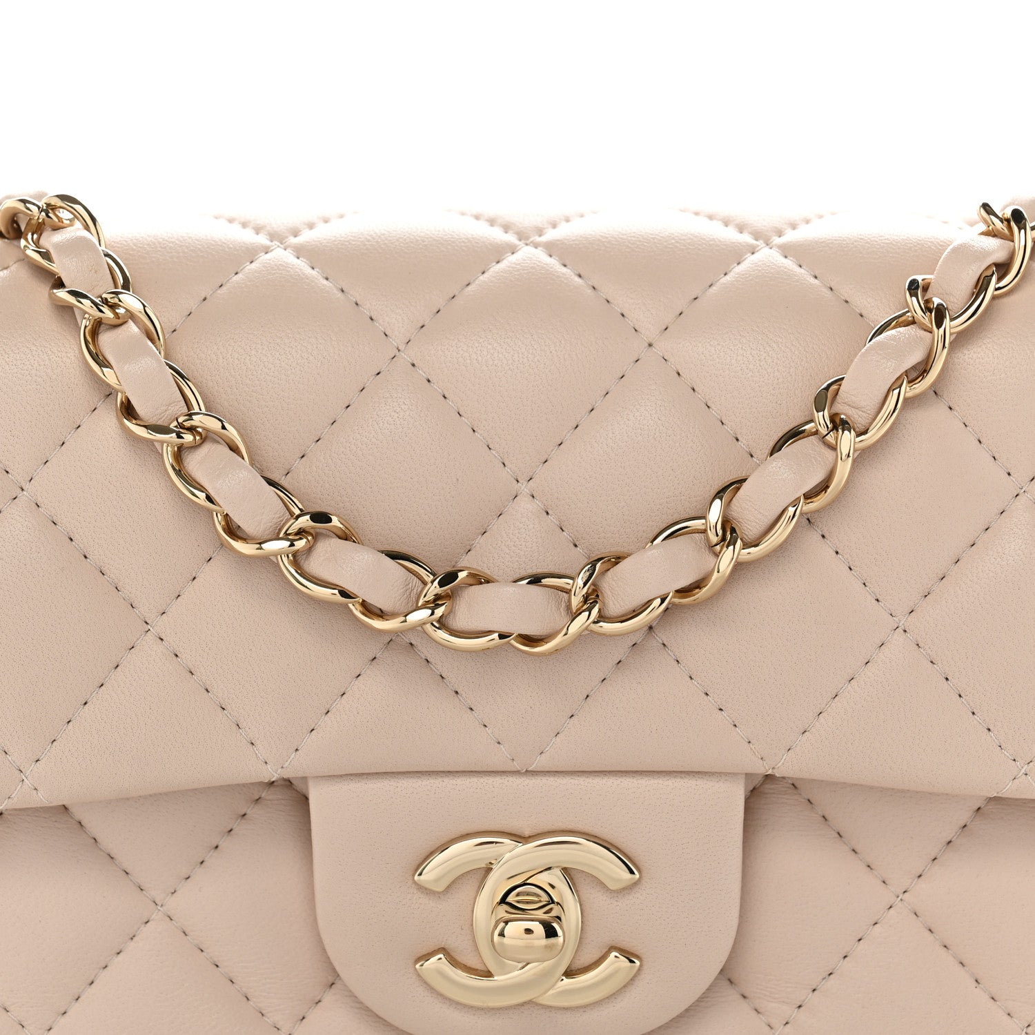 Chanel Lambskin Quilted Mini Rectangular Flap Light Beige 8 of 11