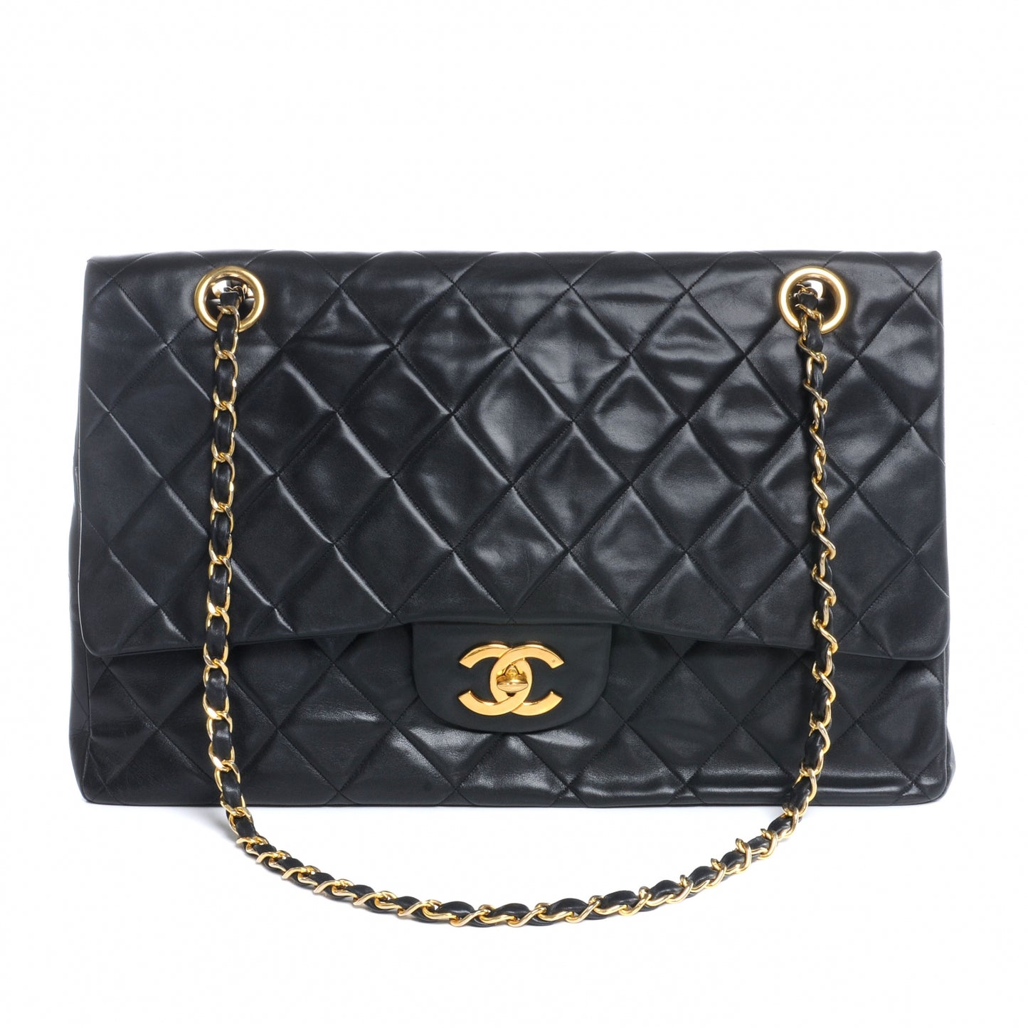 Lambskin Vintage XXL Oversized Double Flap Black