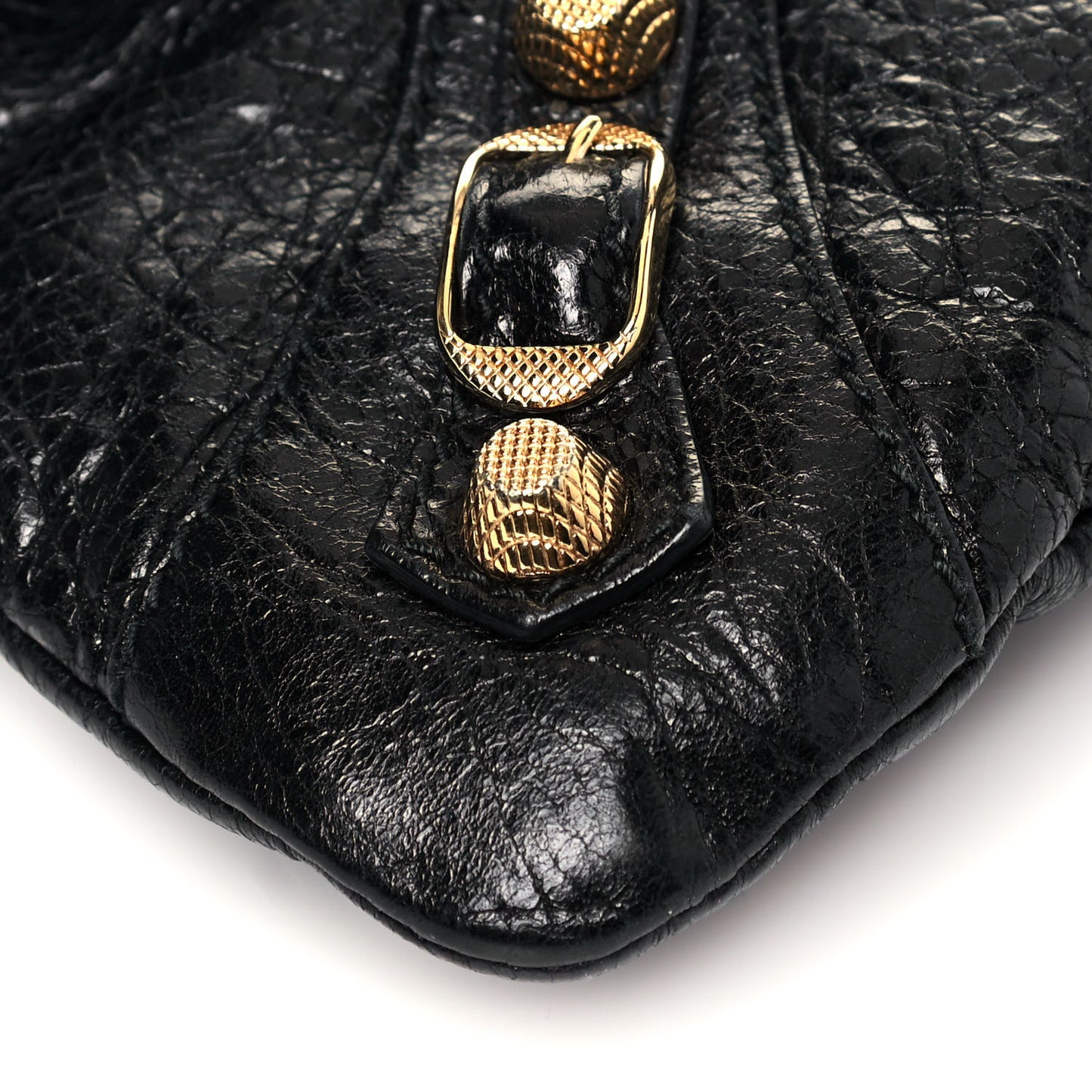 Agneau Giant 12 Gold Hardware Envelope Strap Clutch Black