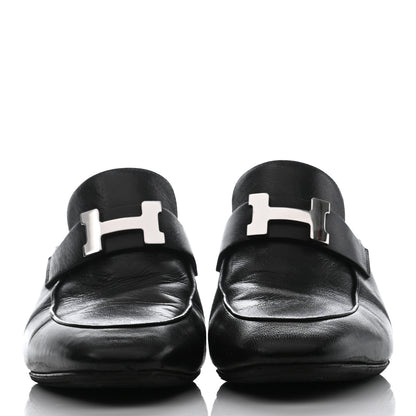 Hermes Goatskin Paradis Mules 36 Black 2 of 8