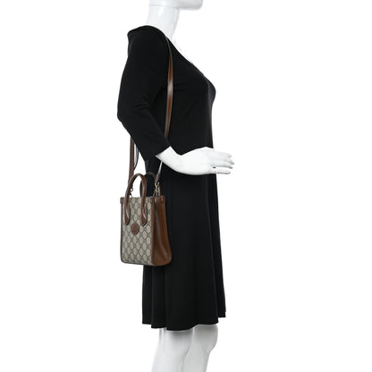 Gucci GG Supreme Monogram Azalea Calfskin Mini Retro Interlocking G Tote Bag Beige Ebony Brown Sugar 2 of 9