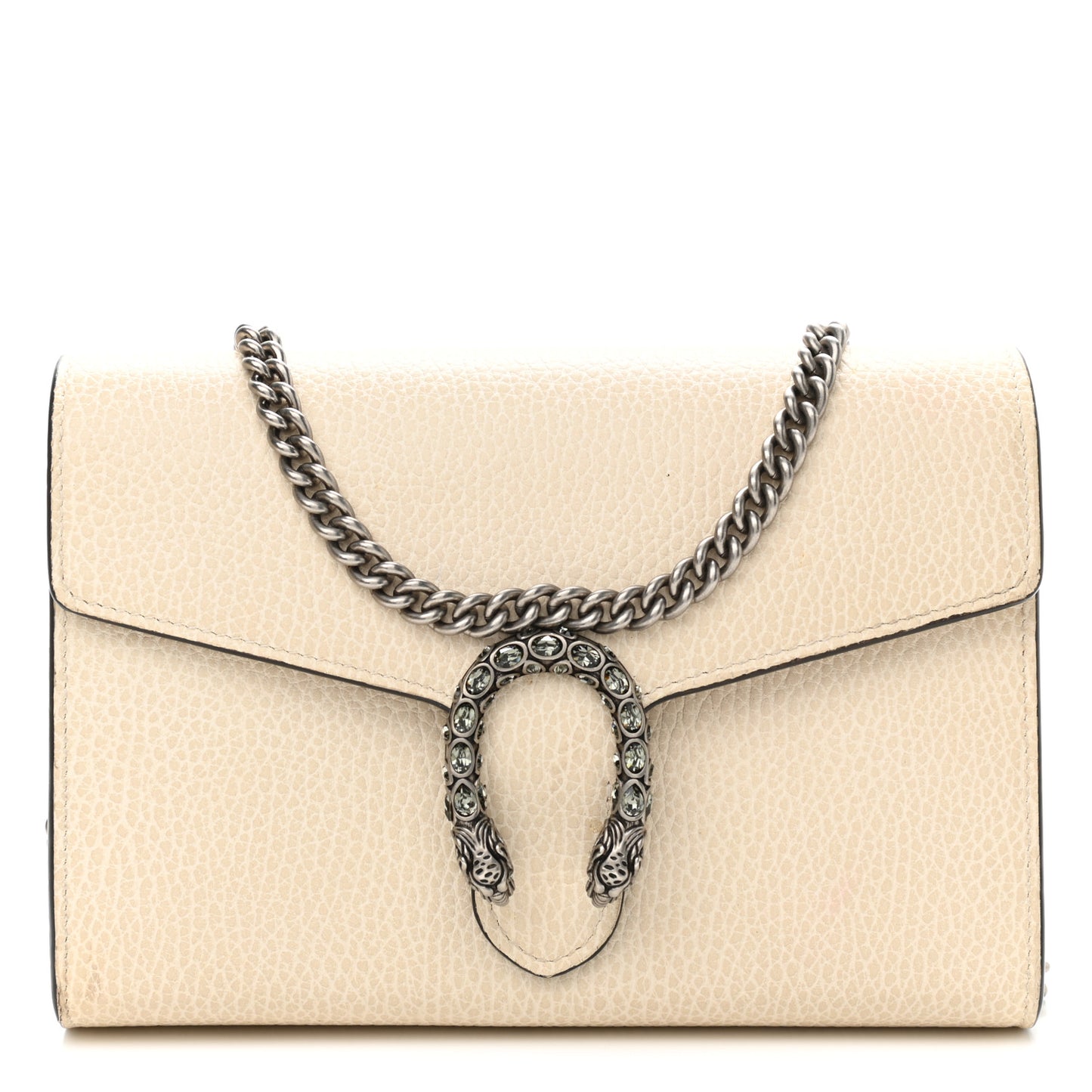 Dollar Calfskin Mini Dionysus Chain Wallet Mystic White