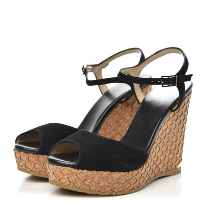 Jimmy Choo Suede Cork Perla 120 Wedges 39 Black 3 of 9