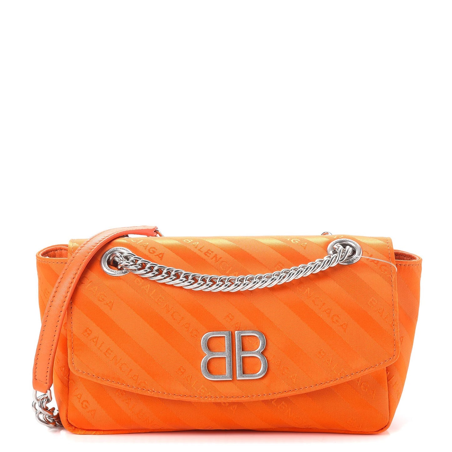 Nylon Jacquard Diagonal Logo S BB Round Shoulder Bag Orange Sanguine