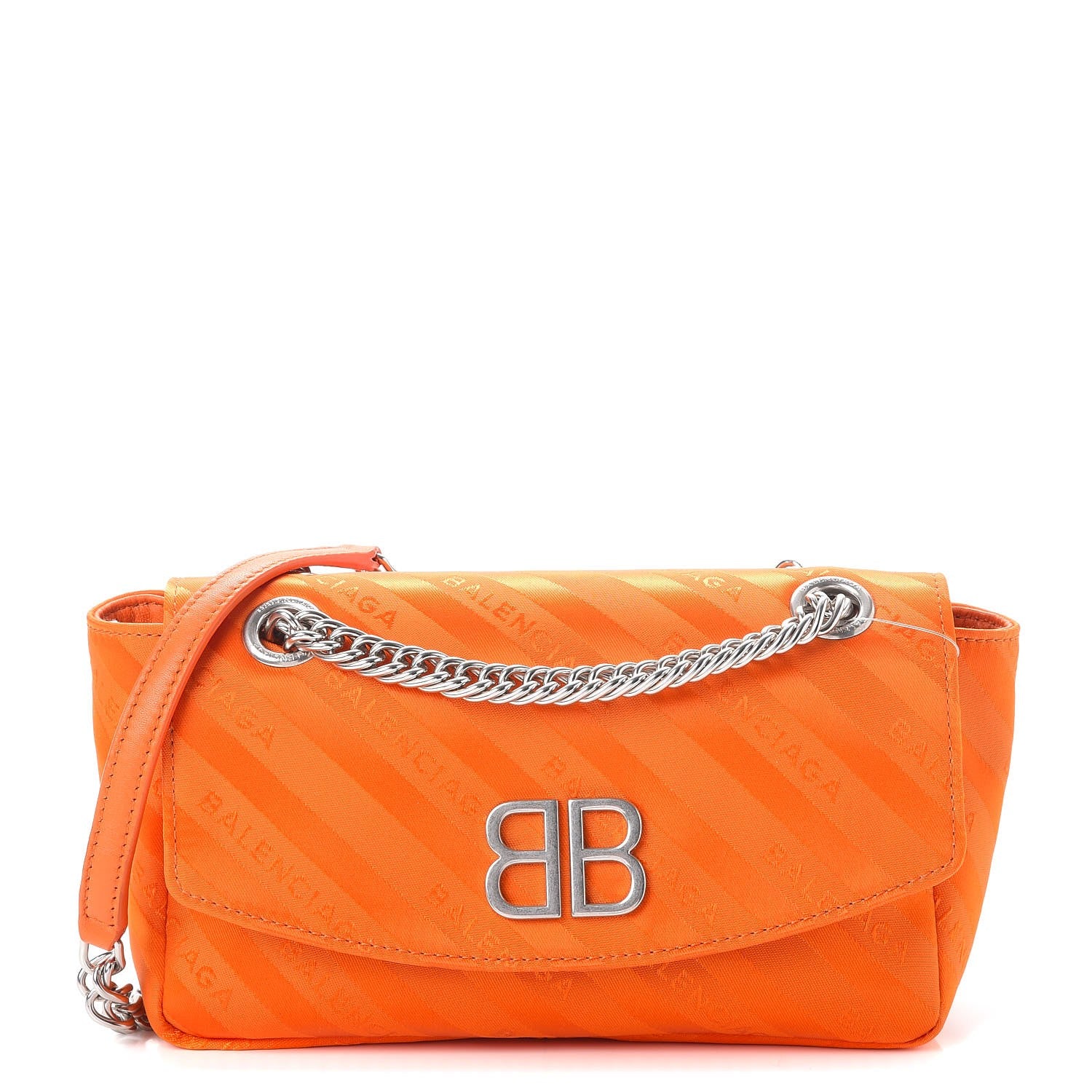 Balenciaga Nylon Jacquard Diagonal Logo S BB Round Shoulder Bag Orange Sanguine 1 of 9