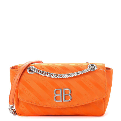Balenciaga Nylon Jacquard Diagonal Logo S BB Round Shoulder Bag Orange Sanguine 1 of 9
