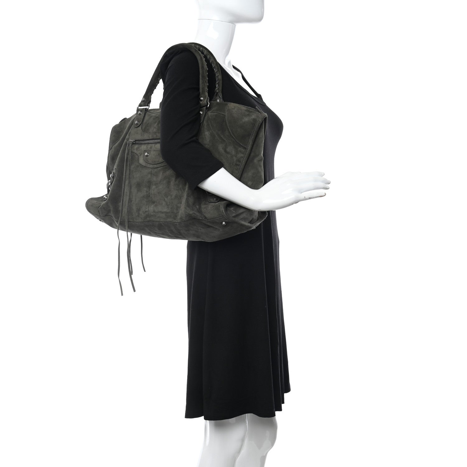 Balenciaga Baby Daim Suede Classic Hardware Work Olive 2 of 11