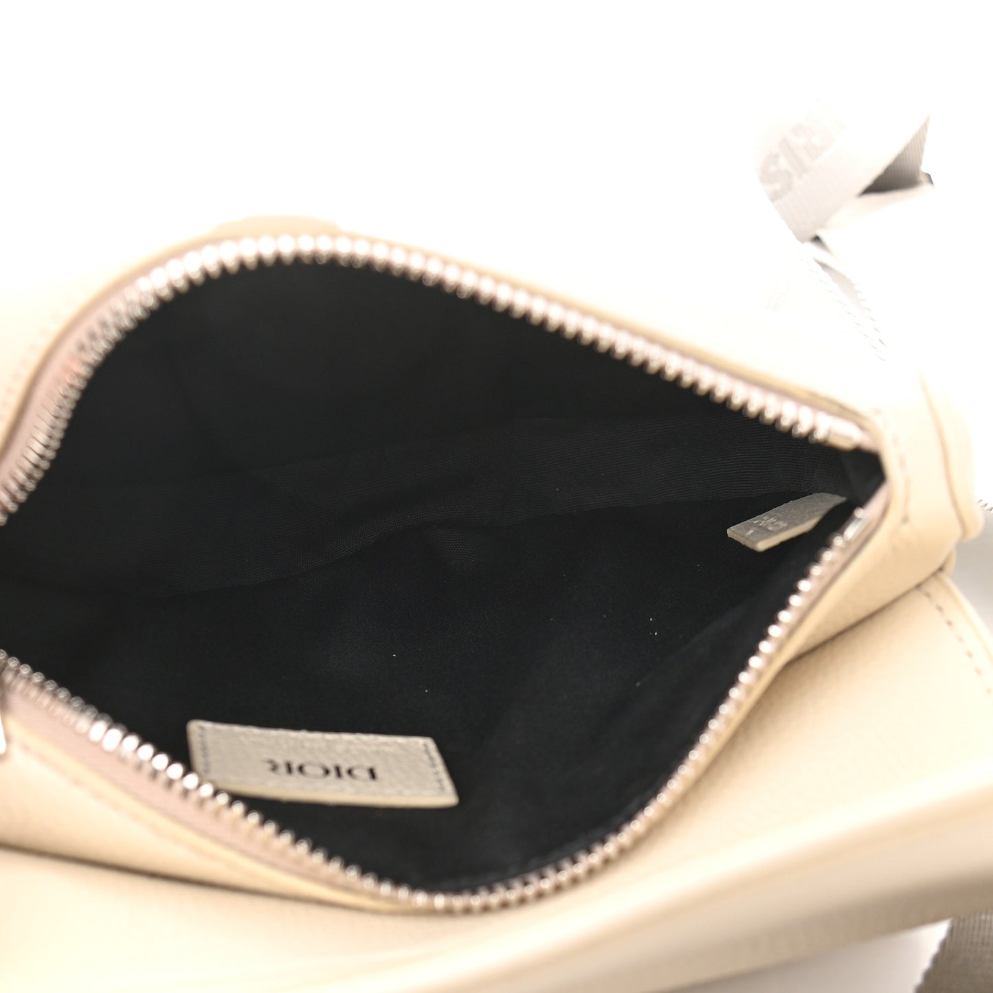 Grained Calfskin Mens Mini Saddle Bag Latte