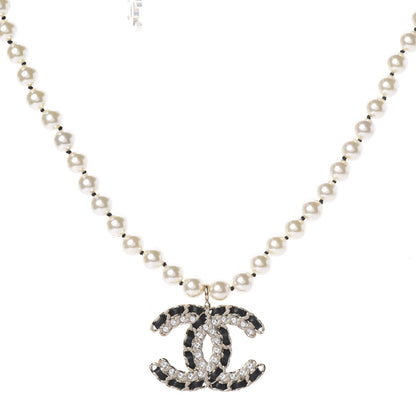 Chanel Lambskin Pearl Crystal Vintage Allure CC Short Necklace Gold 1 of 2