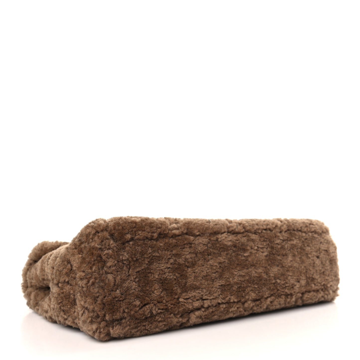 Shearling Lambskin Quilted Sade Puffer Envelope Clutch Brown