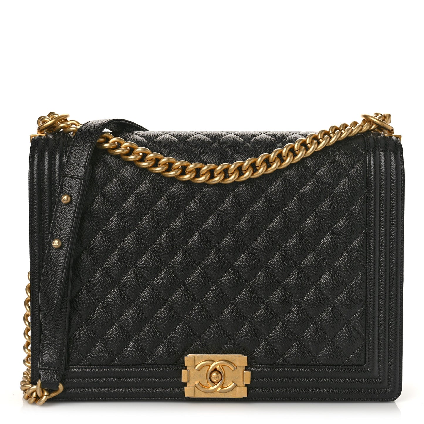 Caviar Quilted Large Boy Flap Black