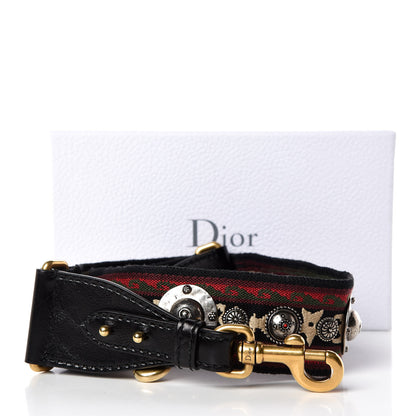 Christian Dior Canvas Embroidered Studded Bohemian Shoulder Strap Red 5 of 5