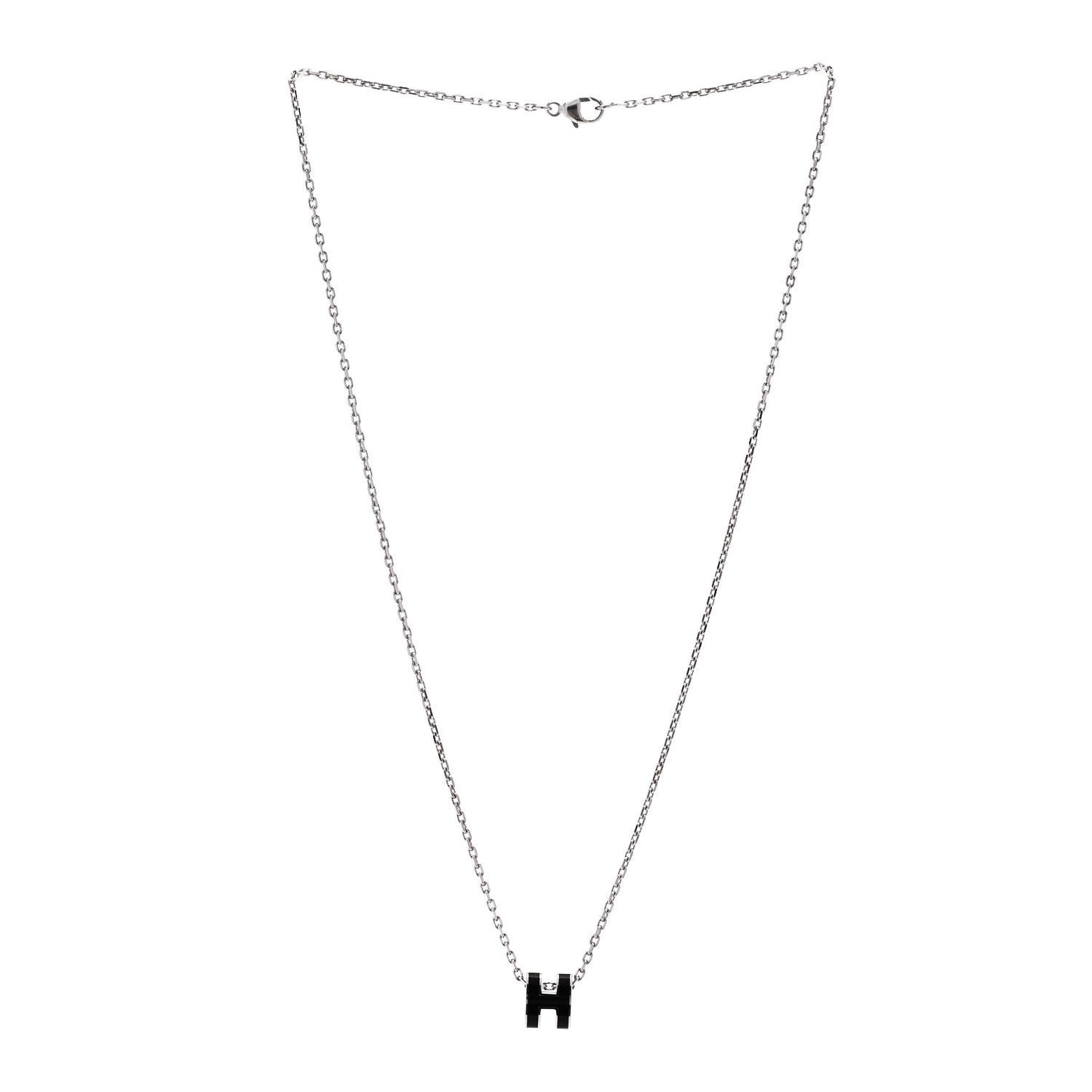 Lacquered Palladium Mini Pop H Pendant Necklace Black