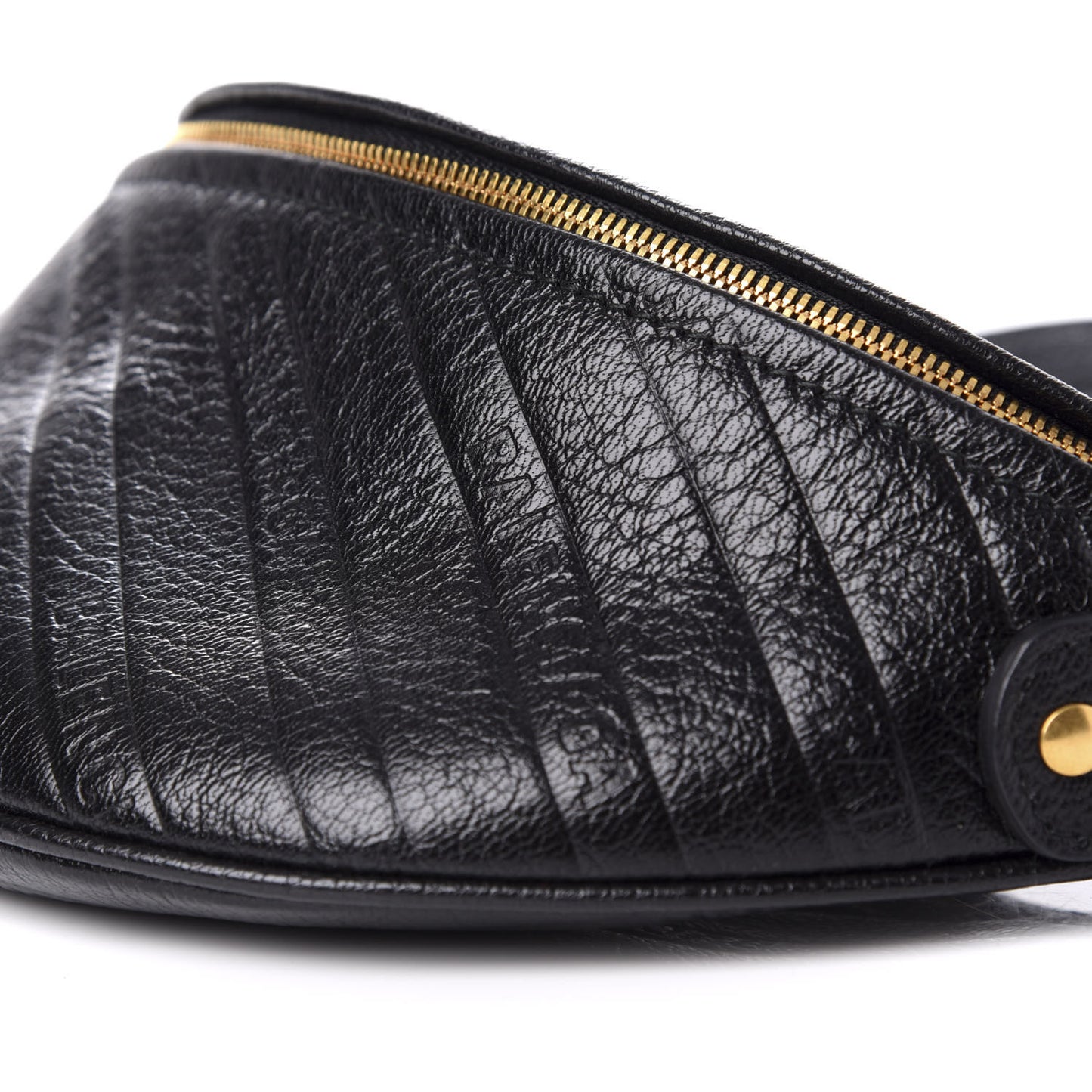 Shiny Goatskin Allover Logo Embossed XXS Souvenir Belt Bag Black
