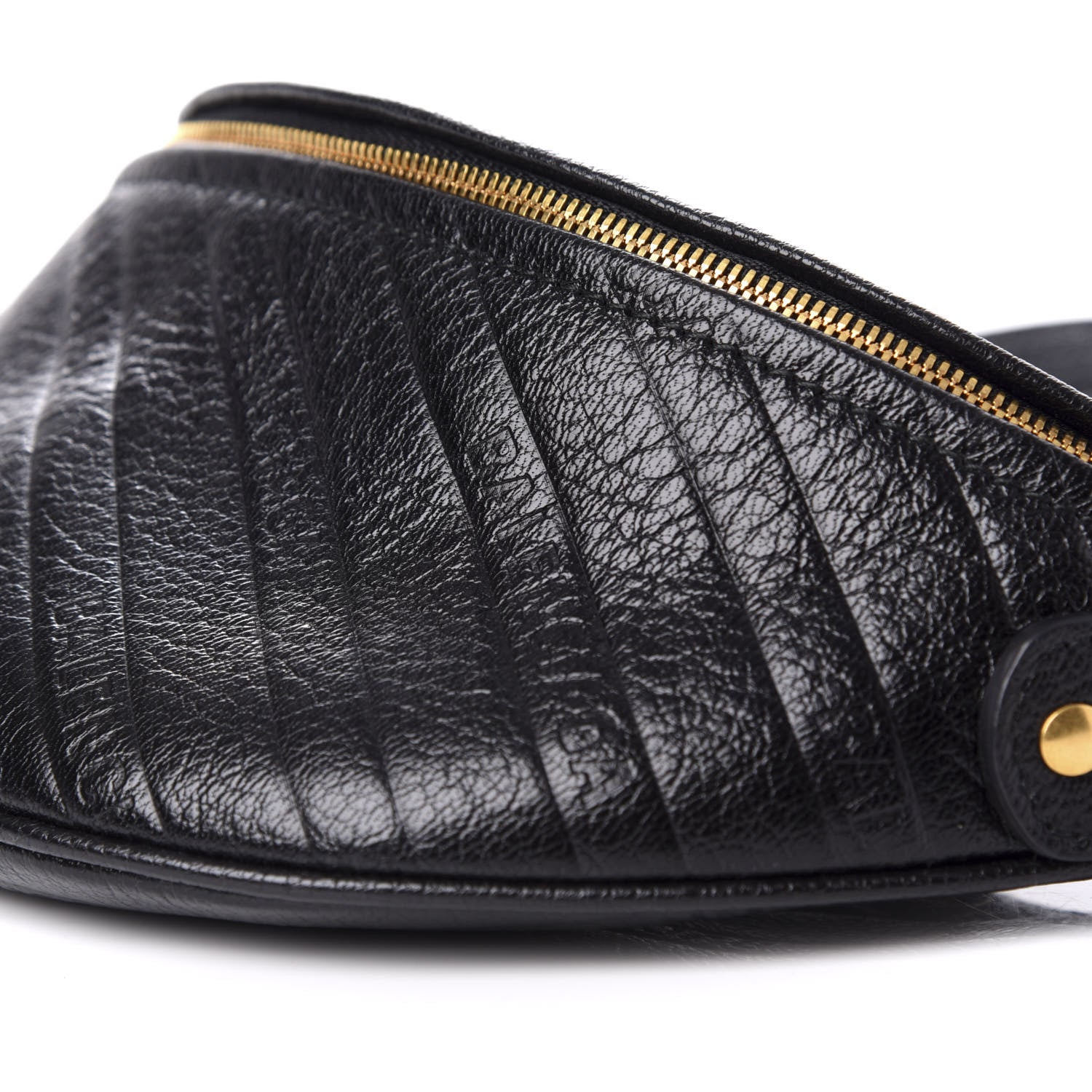 Balenciaga Shiny Goatskin Allover Logo Embossed XXS Souvenir Belt Bag Black 8 of 9