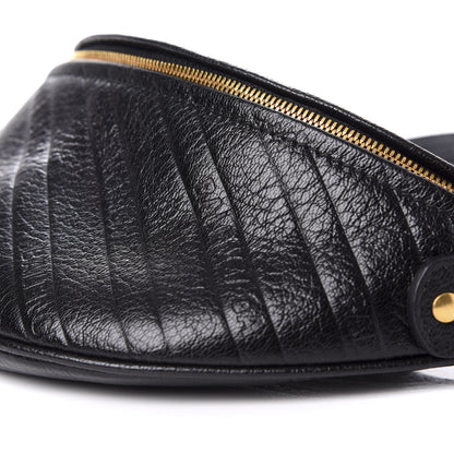Balenciaga Shiny Goatskin Allover Logo Embossed XXS Souvenir Belt Bag Black 8 of 9