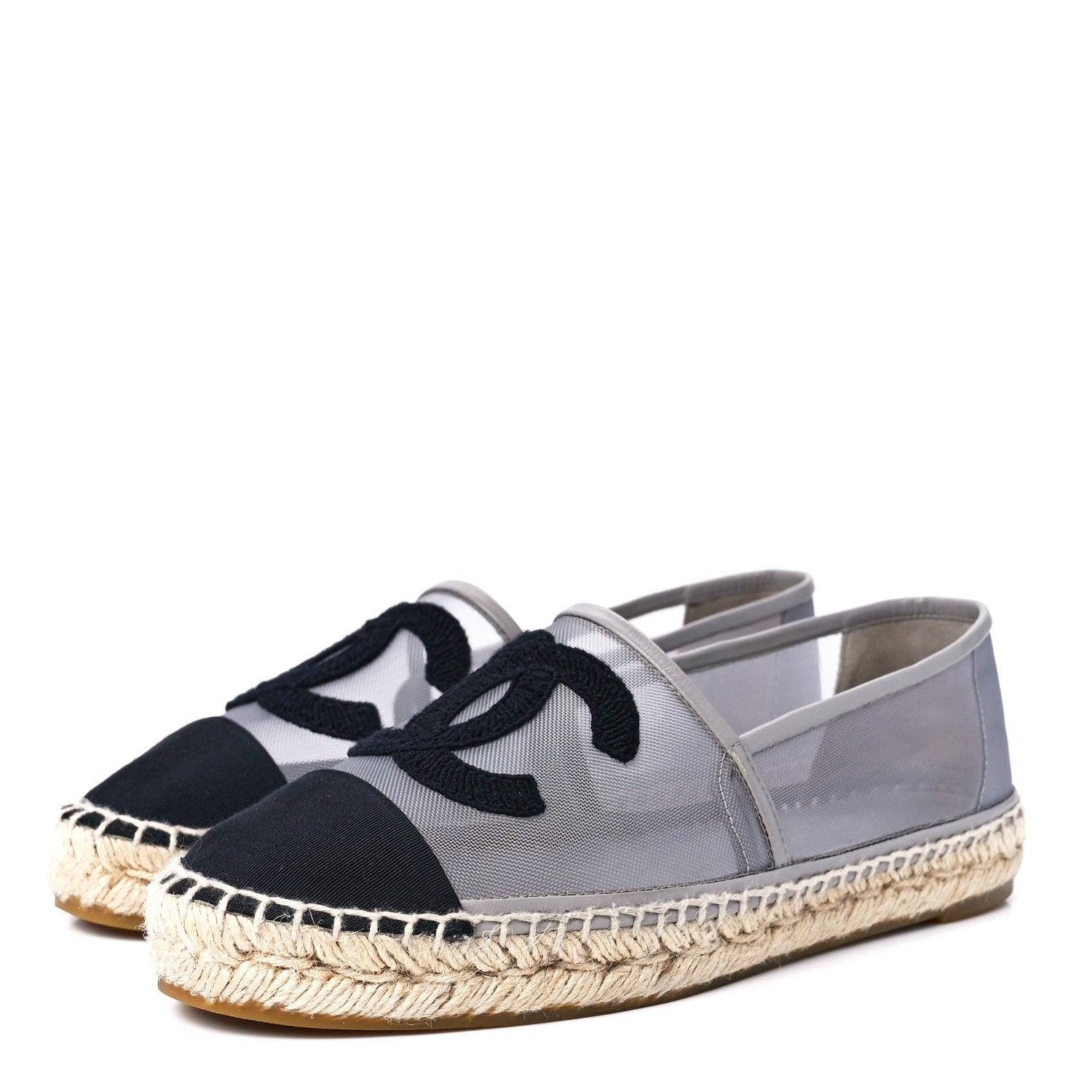 Chanel Mesh Grosgrain CC Espadrilles 38 Grey 3 of 7