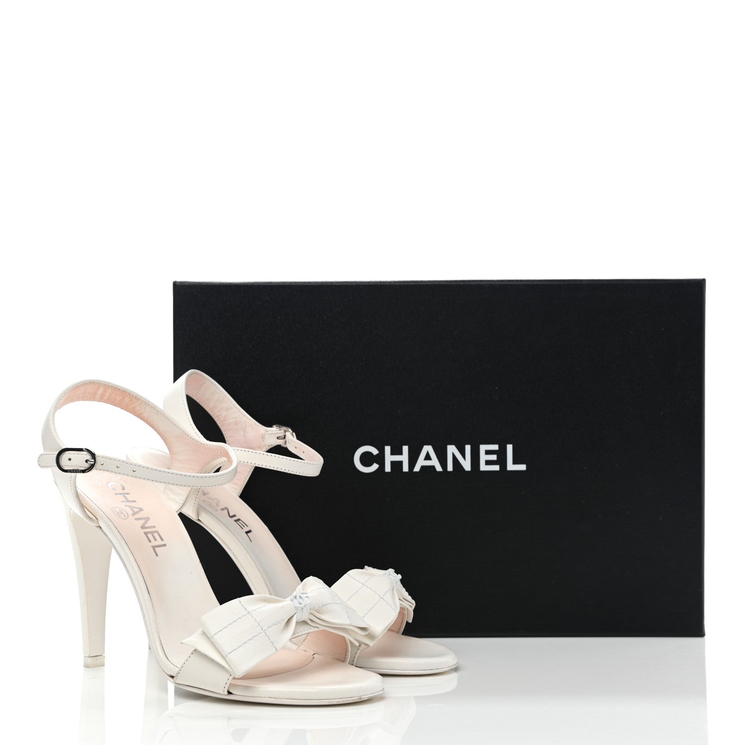 Chanel Lambskin Bow Sandals 36.5 White 16 of 16