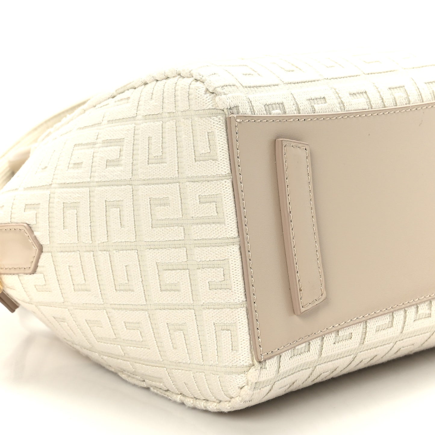 Canvas Jacquard Embroidered Calfskin 4G Mini Antigona Natural Beige