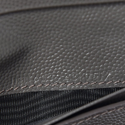 Saint Laurent Grain De Poudre Matelasse Chevron Monogram Compact Tri Fold Wallet Earth 7 of 8