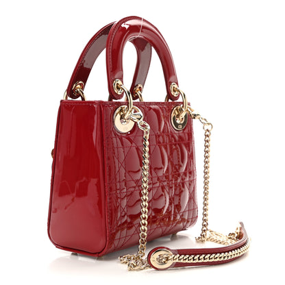 Christian Dior Patent Cannage Mini Lady Dior Red 3 of 11