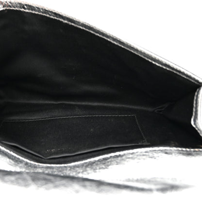 Saint Laurent Metallic Calfskin Monogram Large Belle De Jour Clutch Silver 5 of 11