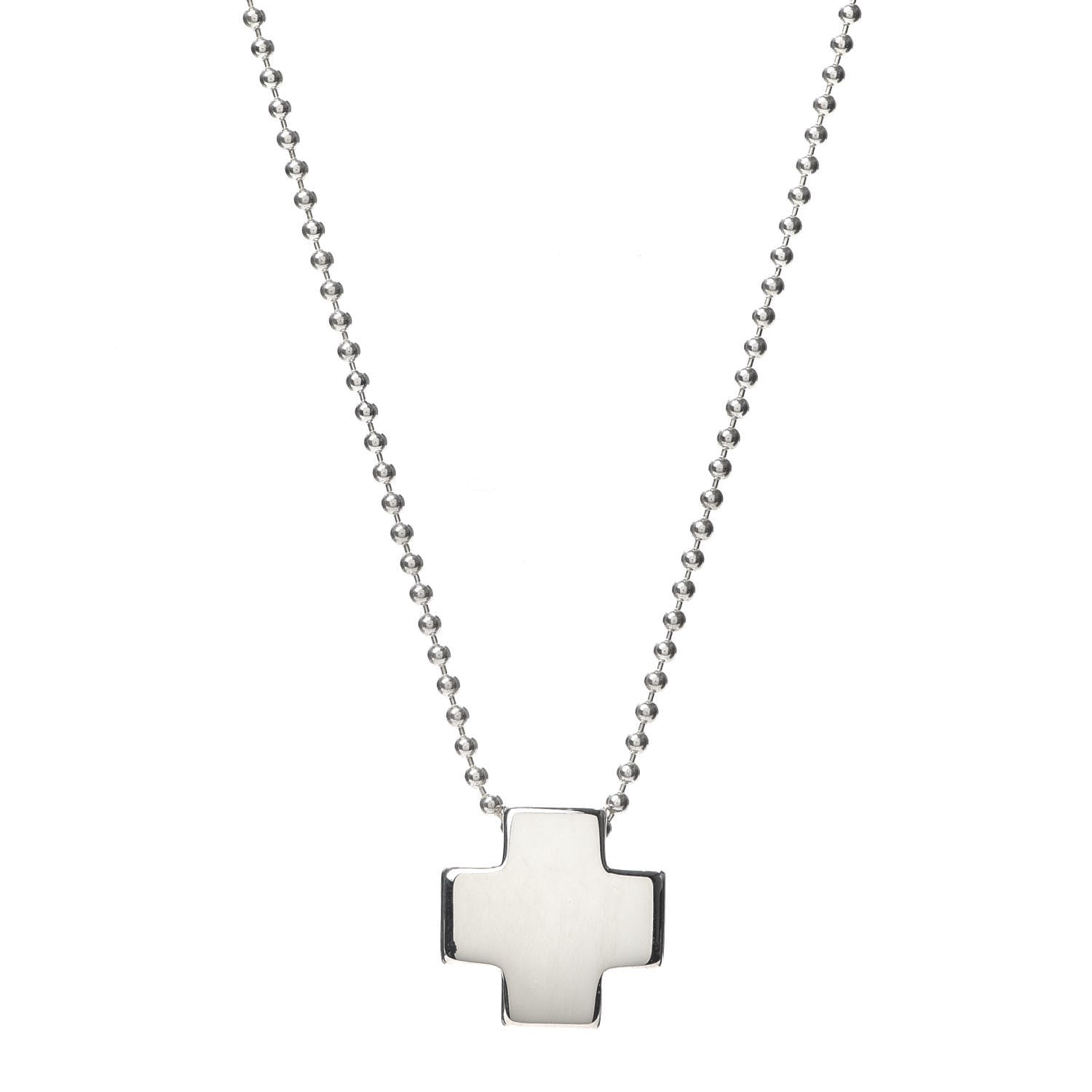 Tiffany Sterling Silver Square Cross Pendant Necklace 1 of 5